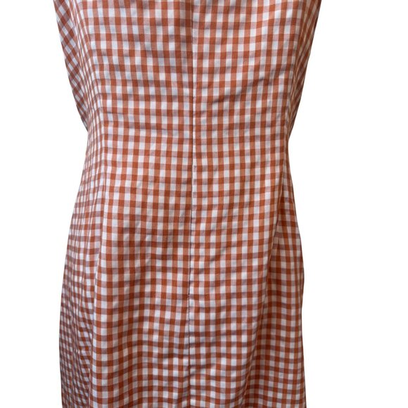 2/$30 Zara Medium Terracotta & White Gingham Knotted Button Midi Dress - Picture 10 of 13